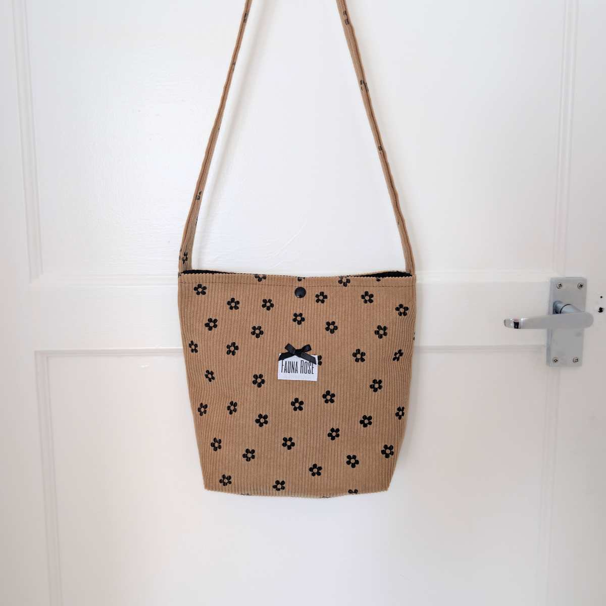 Brown & Black Floral Mini Corduroy Tote Bag