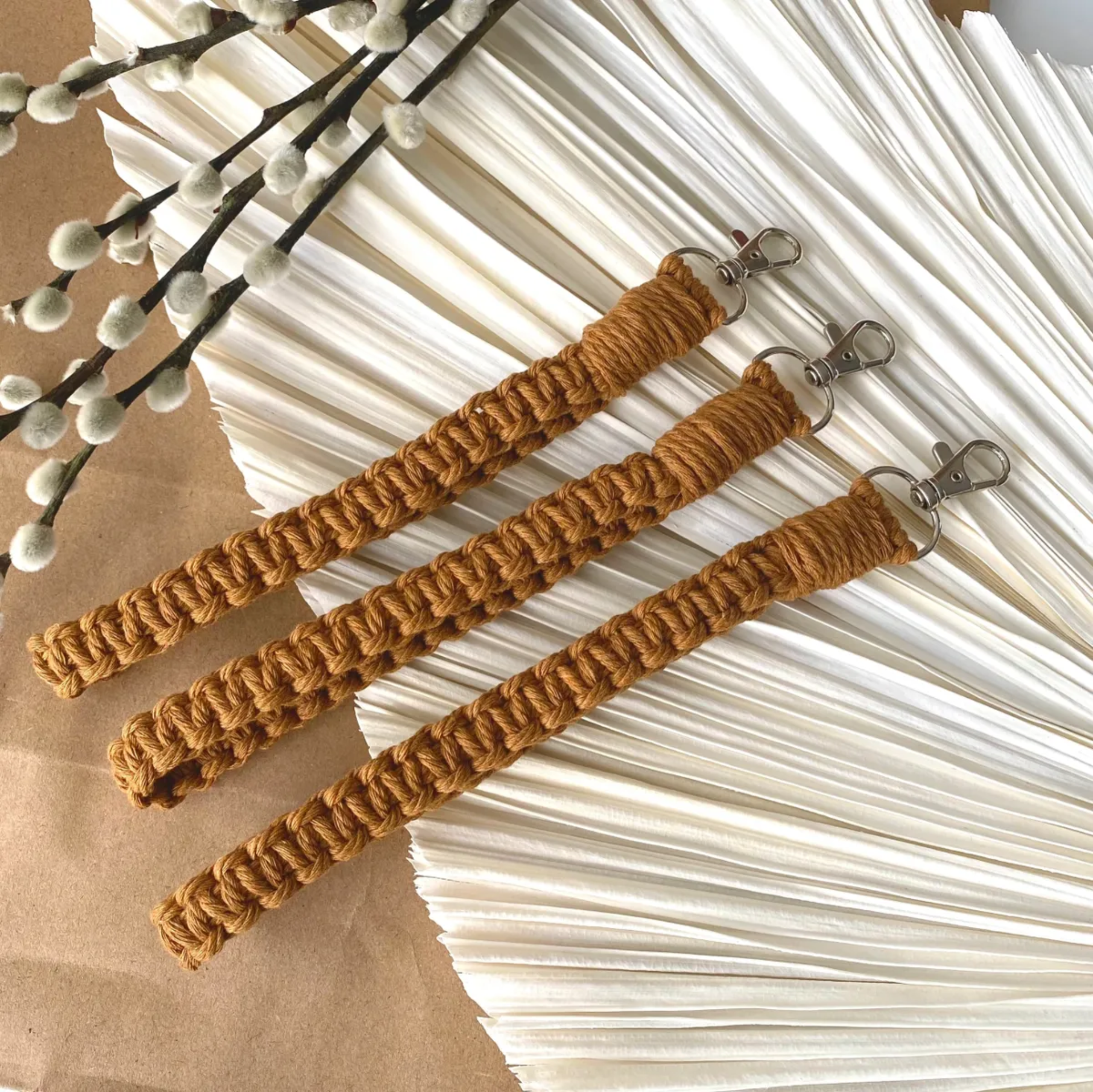 Caramel Macrame Wristlet