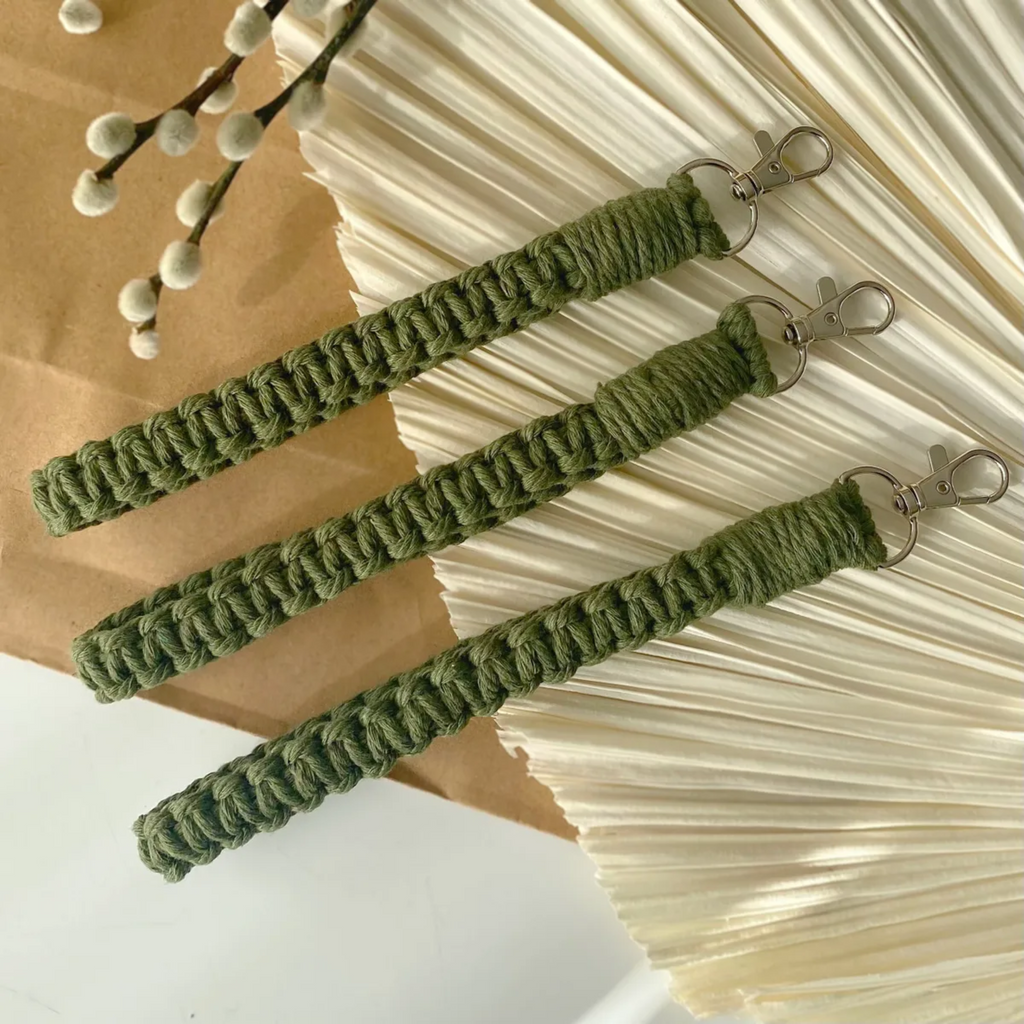 Olive Macrame Wristlet