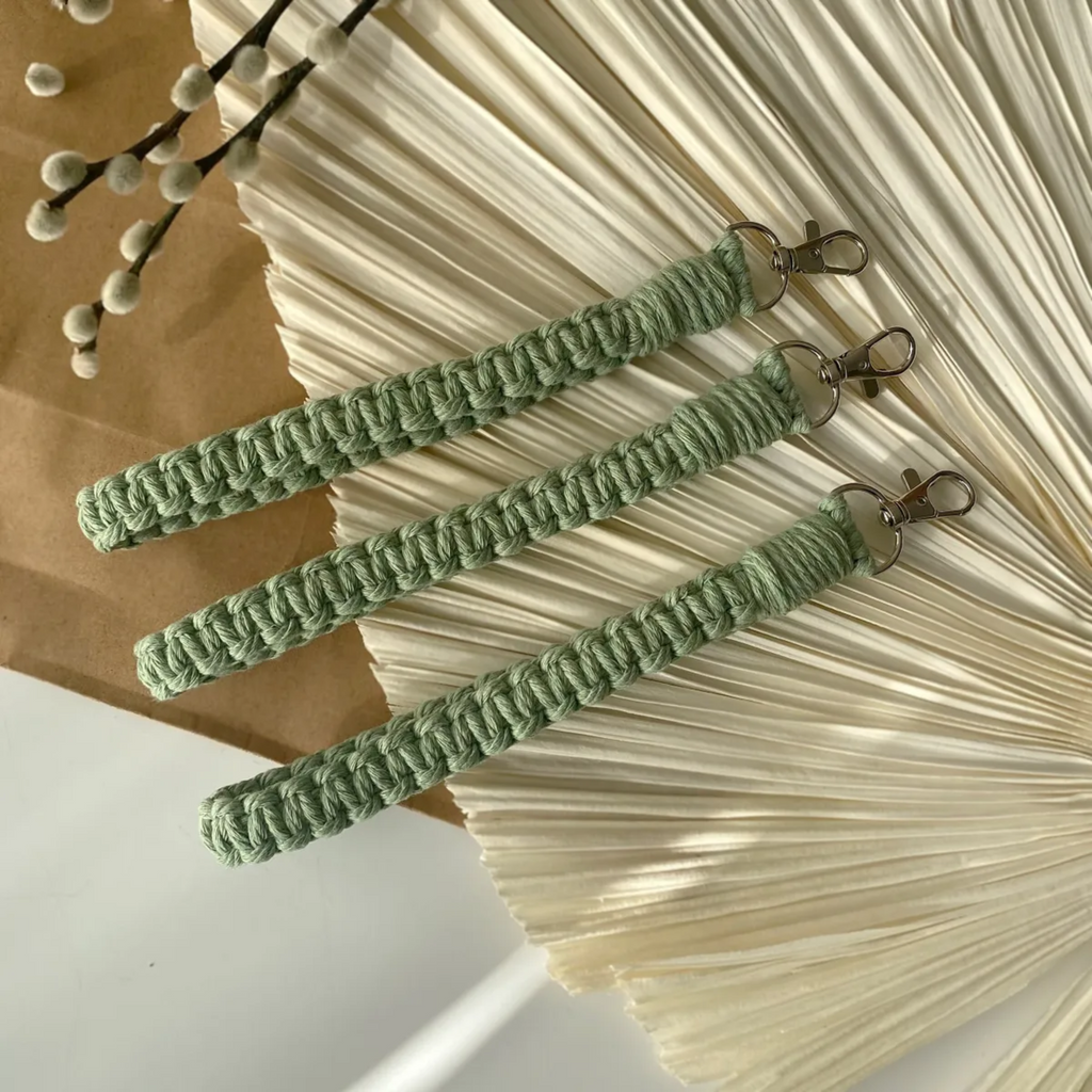 Sage Macrame Wristlet