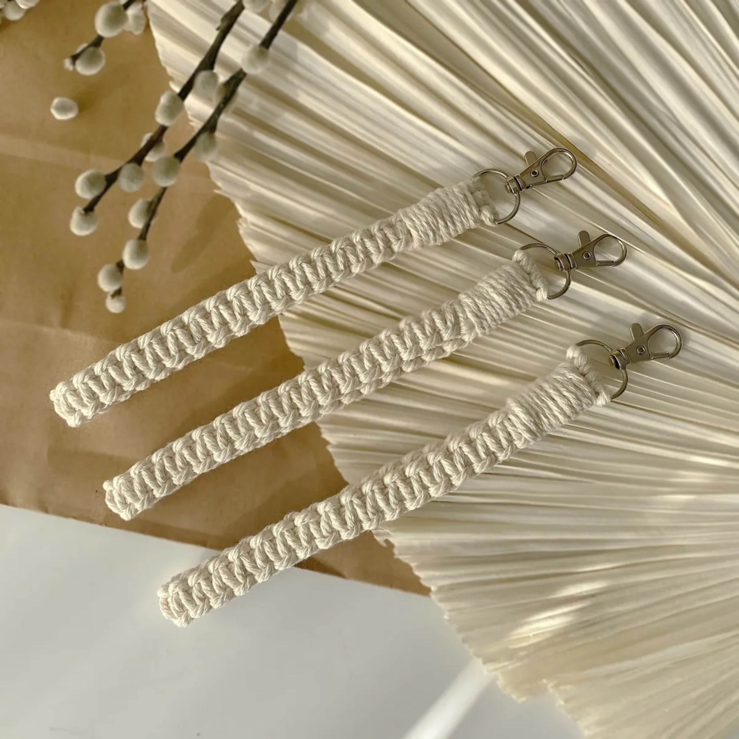 Neutral Macrame Wristlet