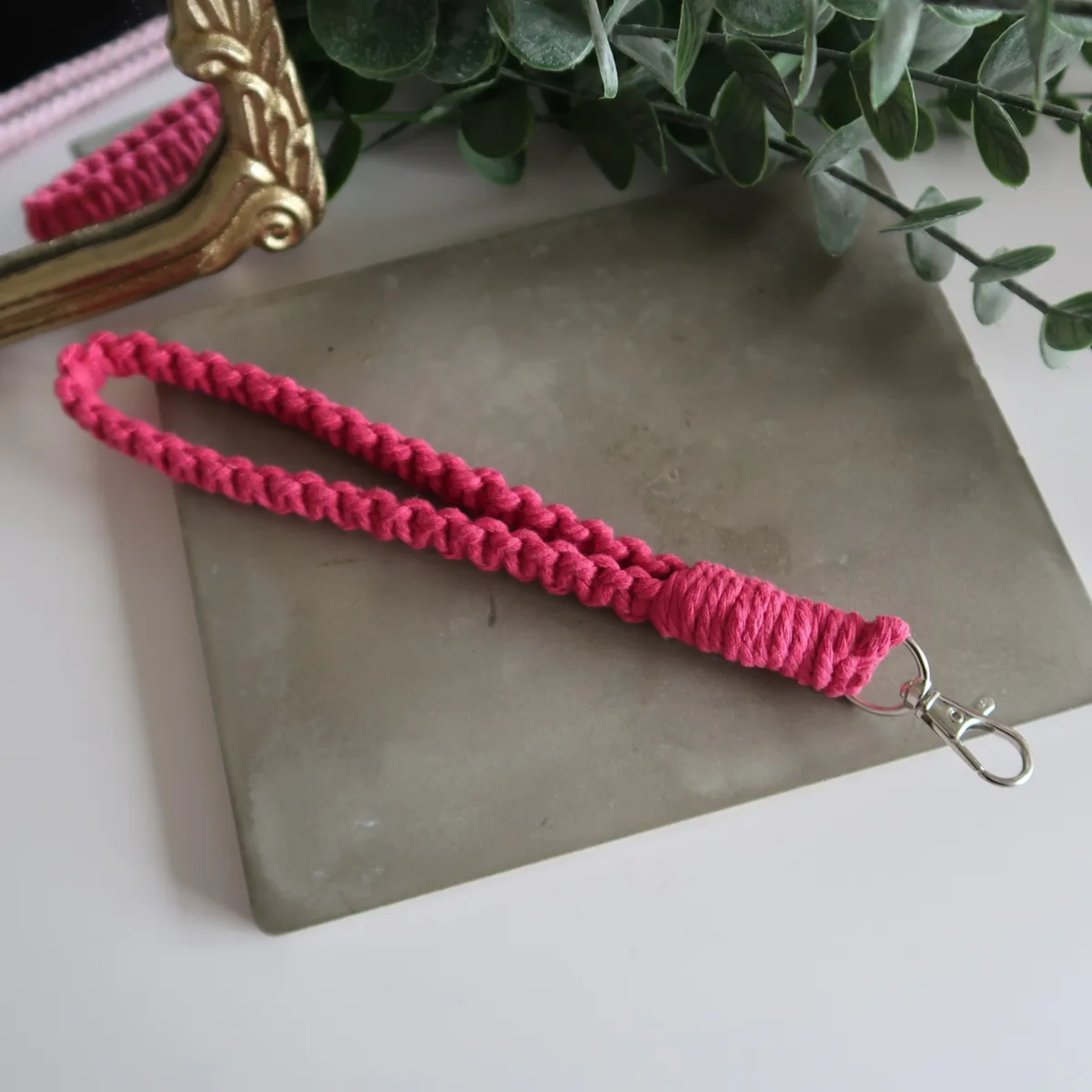 Hot Pink Macrame Wristlet